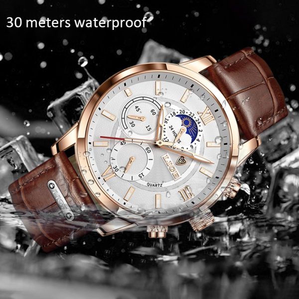 2022 LIGE Watches Mens Top Brand Luxury Clock Casual Leathe 24 Hour Moon Phase Men Watch 2