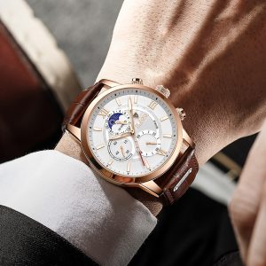 2022 LIGE Watches Mens Top Brand Luxury Clock Casual Leathe 24 Hour Moon Phase Men Watch 4