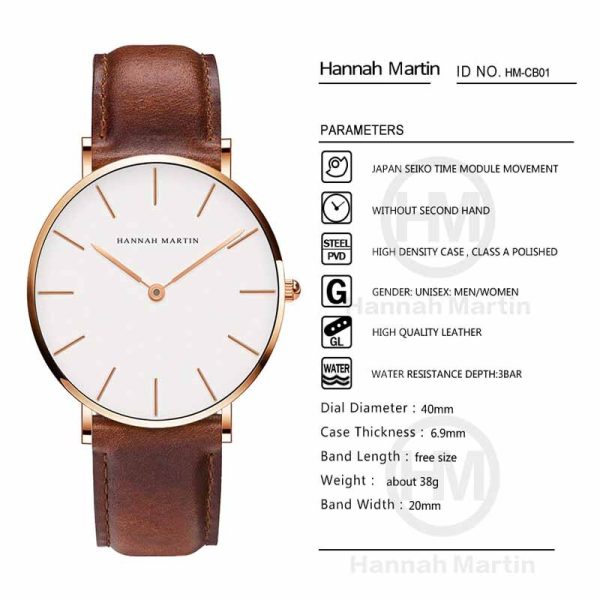 Hannah Martin Mens Watches Top Luxury Brand Quartz Boys Watches Fashion Business Life Waterproof Wrist Watch 4