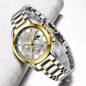 LIGE 2021 New Gold Watch Women Watches Ladies Creative Steel Women s Bracelet Watches Female Waterproof 3