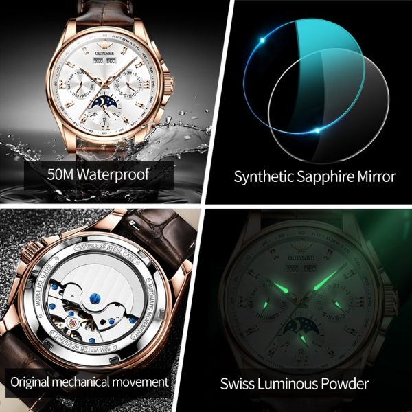 OUPINKE Men luxury watch For Man men s Top Brand Mechanical Wrist Watches Sapphire Glass Waterproof 5