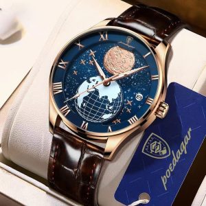 POEDAGAR New Fashion Quartz Leather Men Watch Top Brand Luxury Waterproof Luminous Date Mens Wristwatch Casual 1