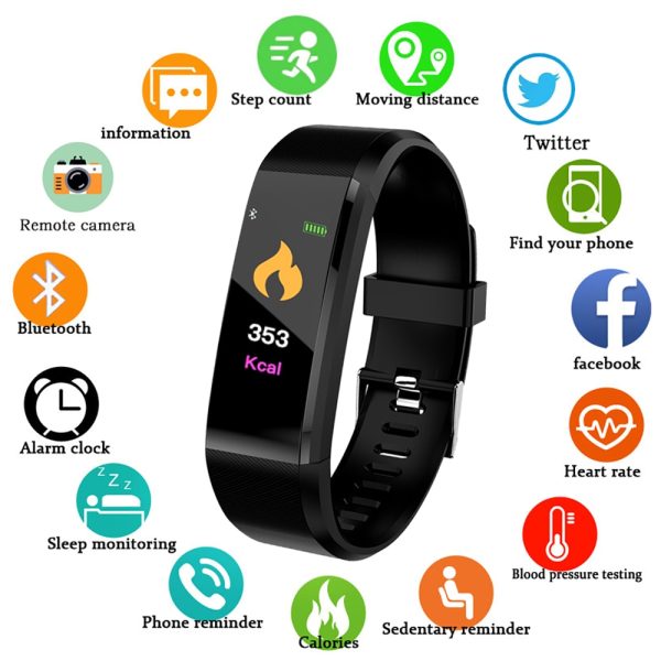 Smart Bracelet Watch Bluetooth Bracelet Men Women Kids Smart Wristband Fitness Tracker Pressure Sport Watch Heart 2