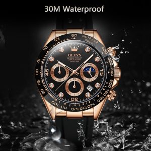 Top Brand Luxury Mens Watch Waterproof Sport Analog Silicone Strap Watches for Men Chronograph Original Rubber 3