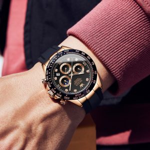 Top Brand Luxury Mens Watch Waterproof Sport Analog Silicone Strap Watches for Men Chronograph Original Rubber 5