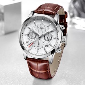 Watches Mens 2022 LIGE Top Brand Luxury Casual Leather Quartz Men s Watch Business Clock Male