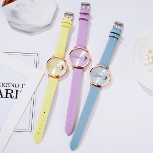 Women Watch Moon Numbers Dial Bracelet Watches Set Ladies Leather Band Quartz Wristwatch Women Female Clock 5