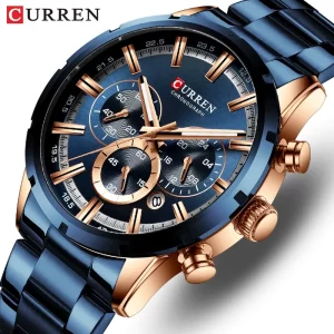 CURREN Men Watch Top Brand Luxury Sports Quartz Mens Watches Full Steel Waterproof Chronograph Wristwatch Men