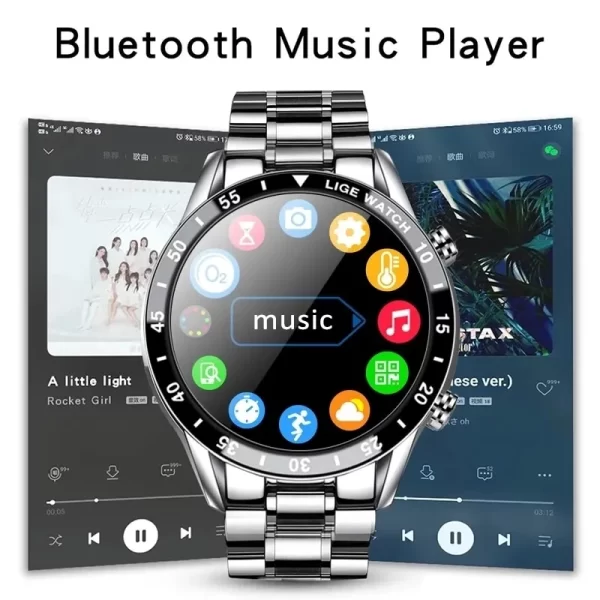 LIGE 2023 Smart Watch Men Full Circle Touch Screen Bluetooth Call Men Smartwatch Waterproof Sport Activity 2