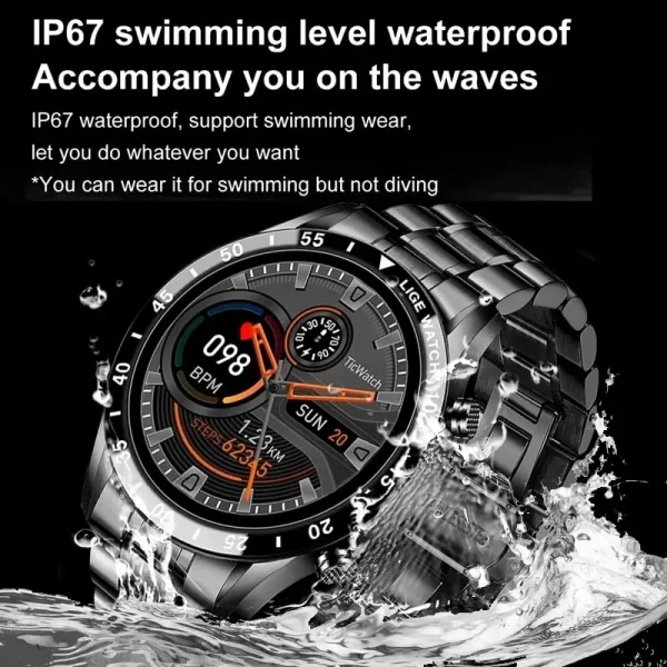 LIGE 2023 Smart Watch Men Full Circle Touch Screen Bluetooth Call Men Smartwatch Waterproof Sport Activity 3