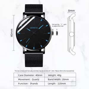 Minimalist Mens Fashion Ultra Thin Watches Simple Men Business Stainless Steel Mesh Belt Quartz Wrist Watch 1