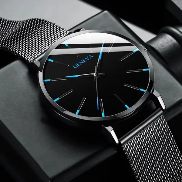 Minimalist Mens Fashion Ultra Thin Watches Simple Men Business Stainless Steel Mesh Belt Quartz Wrist Watch 2