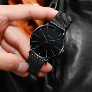 Minimalist Mens Fashion Ultra Thin Watches Simple Men Business Stainless Steel Mesh Belt Quartz Wrist Watch 4