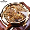 Winner Transparent Fashion Case Luxury Casual Design Leather Strap Mens Watches Top Brand Luxury Mechanical Skeleton