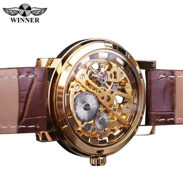 Winner Transparent Fashion Case Luxury Casual Design Leather Strap Mens Watches Top Brand Luxury Mechanical Skeleton 3